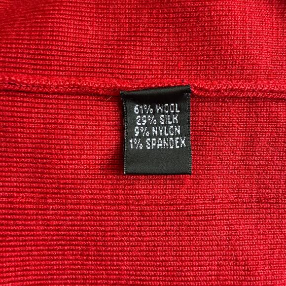 Ellen Tracy Red Wool Silk Blend Open Front Cardigan Sweater Size S Lagenlook - Picture 5 of 5